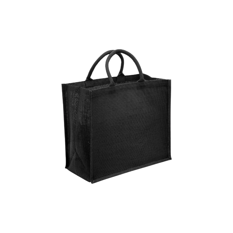 Black coloured Jute Tote with Wide Gusset and soft handles