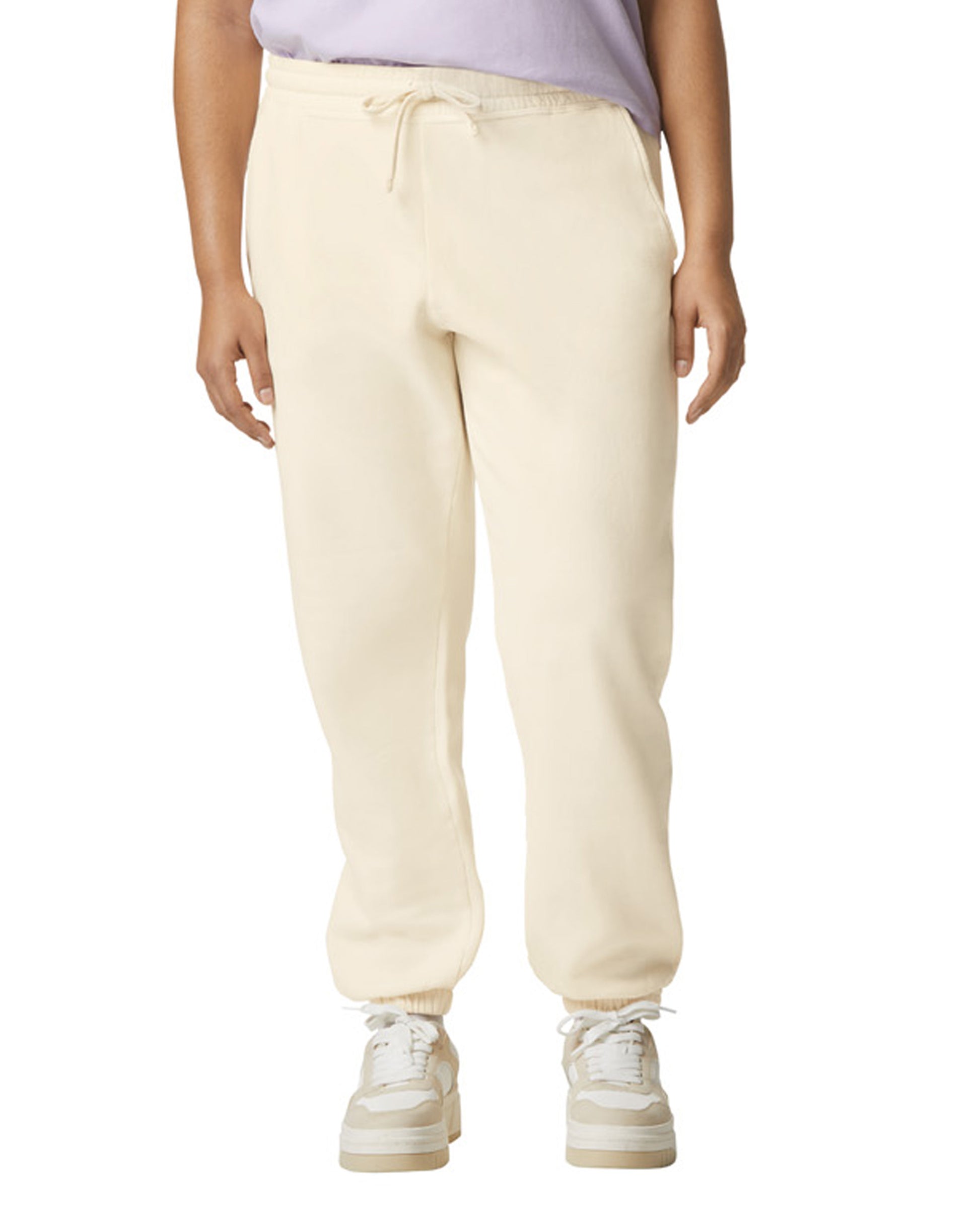 Front view of ivory coloured Comfort Colors 1469 Lightweight Sweatpants on white background