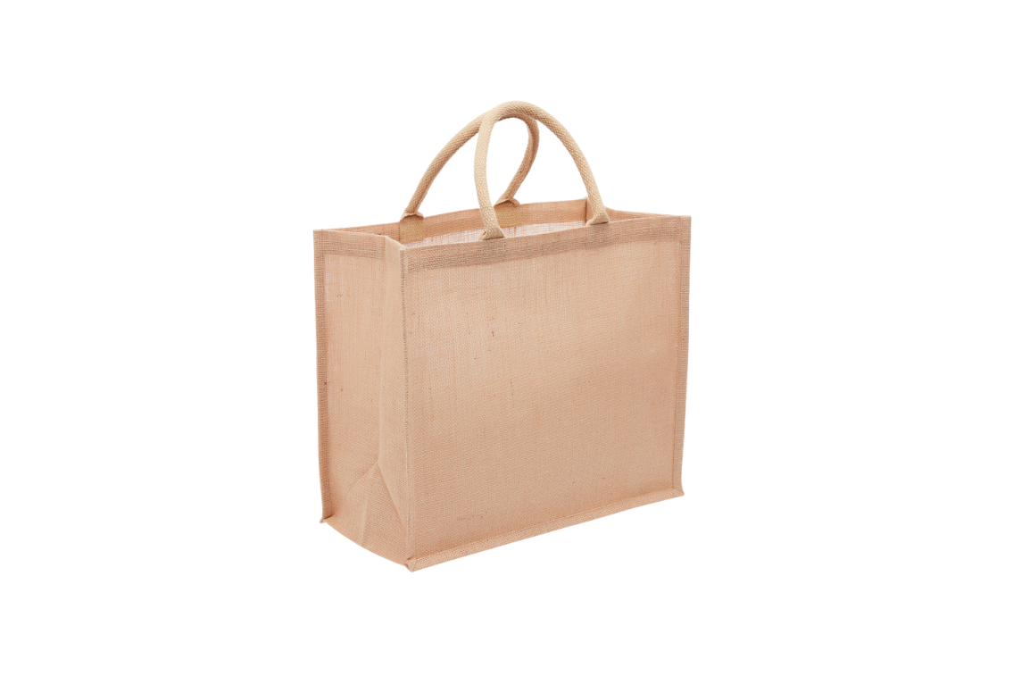 Natural coloured Jute Tote with Wide Gusset and soft handles