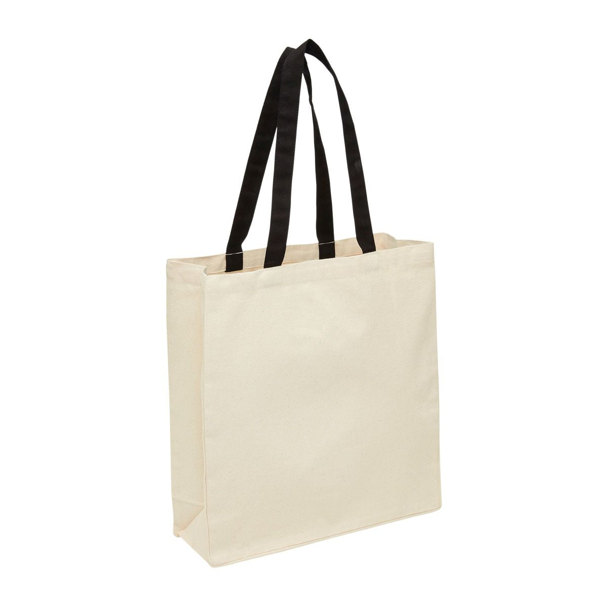 Natural coloured Heavy Duty Canvas Tote with Gusset and black coloured handles